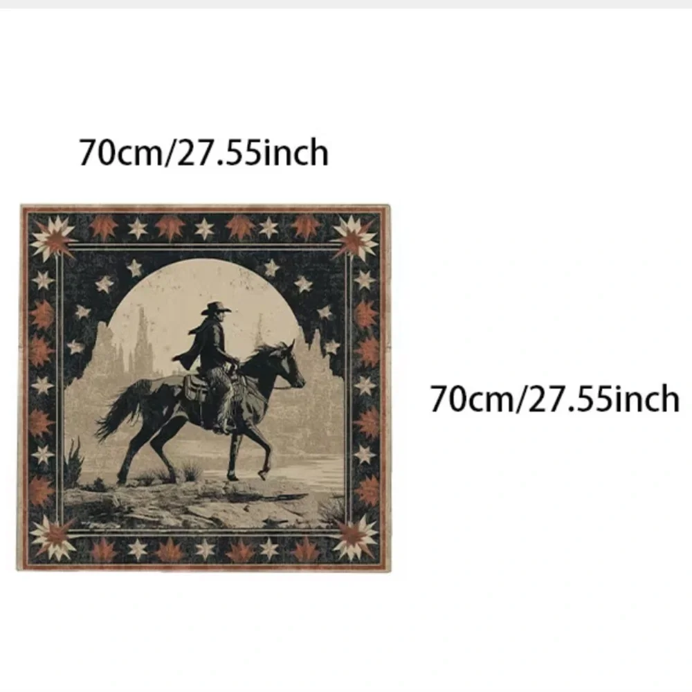 Western Cowboy Horse Bandana Scarf | Vintage Style Square | Southwestern Rider